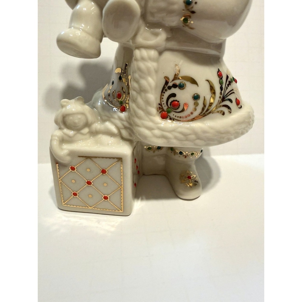 1990'S LENOX Jewels Collection Santa W/Teddy Bear 24K Gold Trim Original Box - Picture 3 of 6